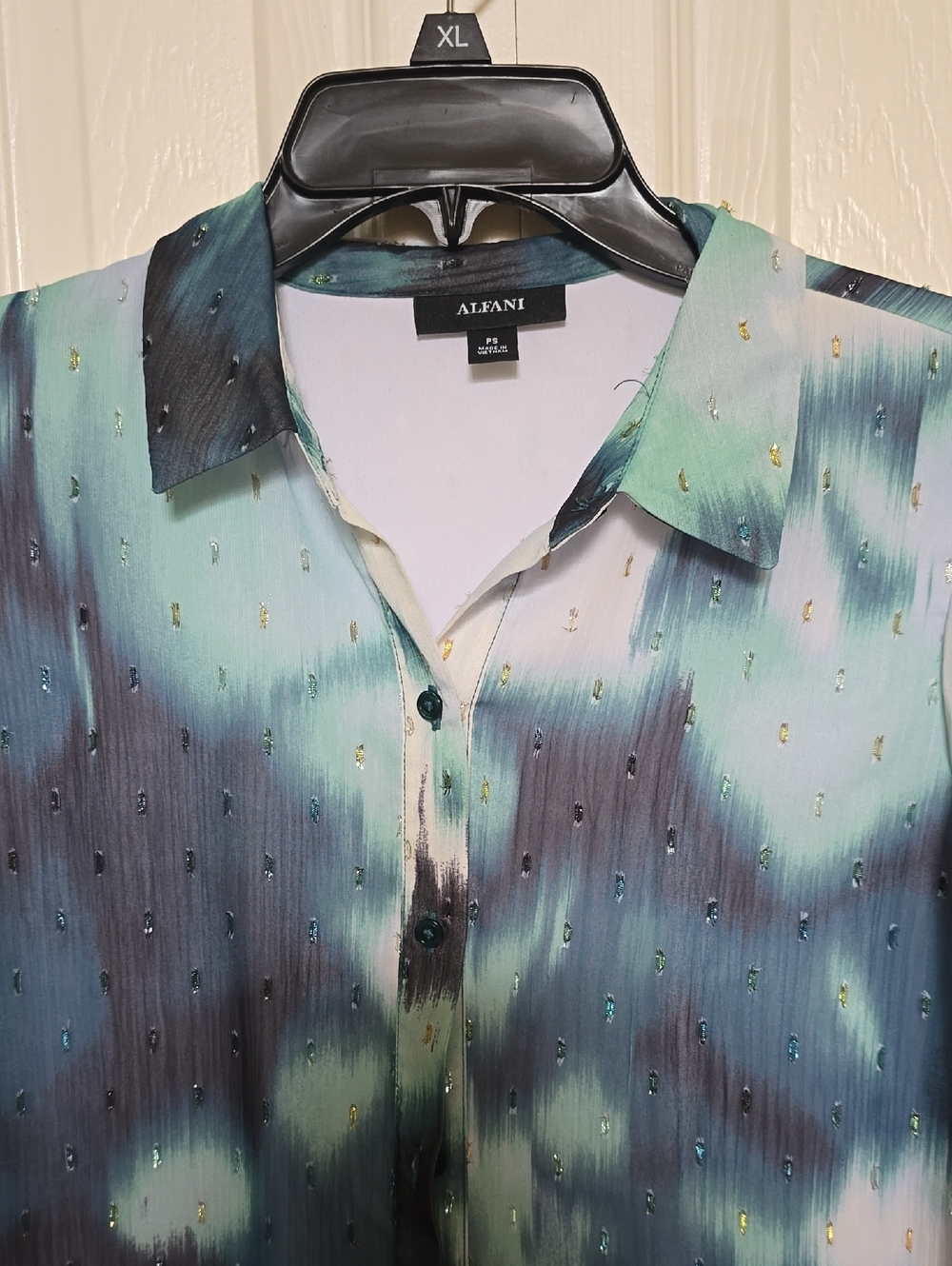 Alfani Men's Teal Gradient Button-Down Shirt with Metallic Accents